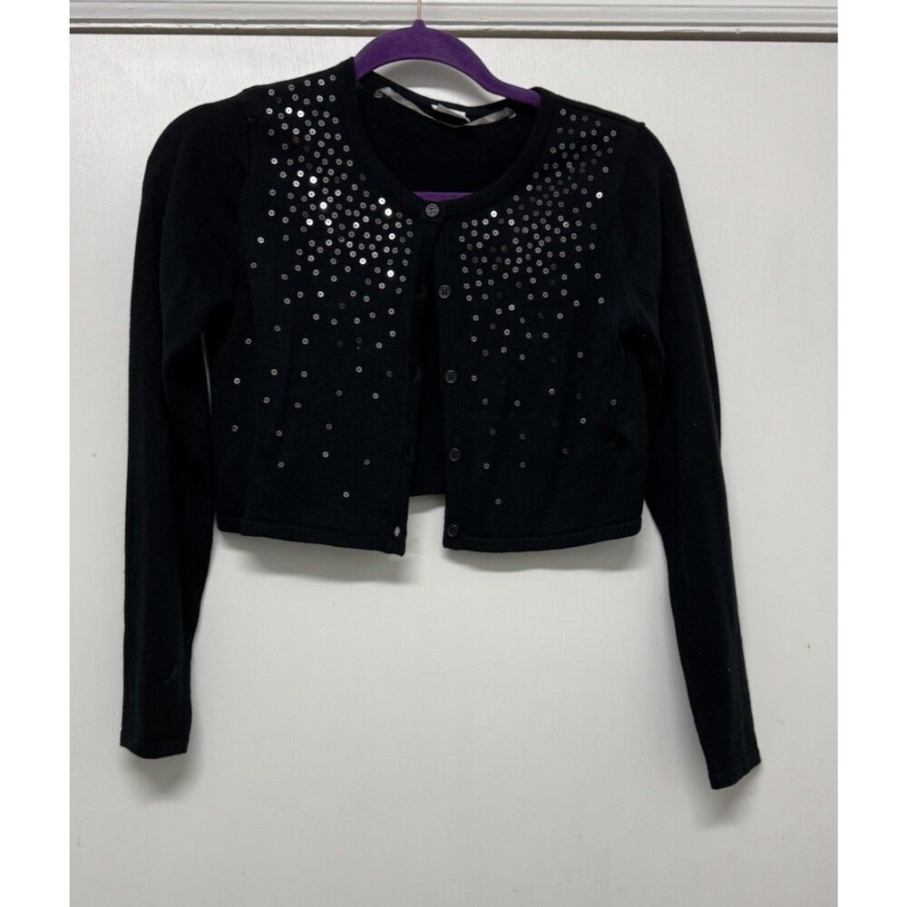Wonder Nation Black Bolero Sweater Girls 14/16 EUC